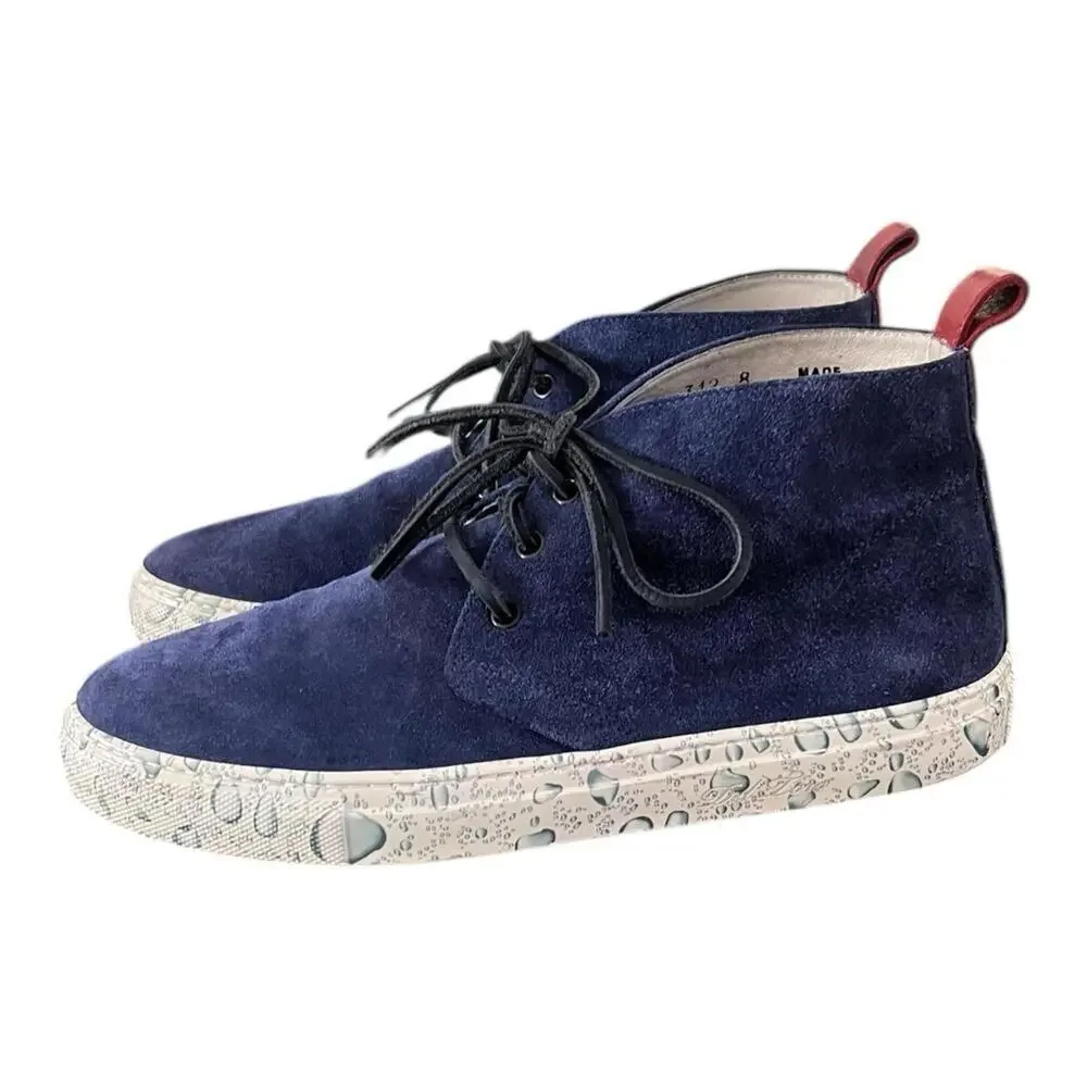 Rare Del Toro Blue Suede Boots Water Drop Sole Italy Luxury Chukka Mens Size 8